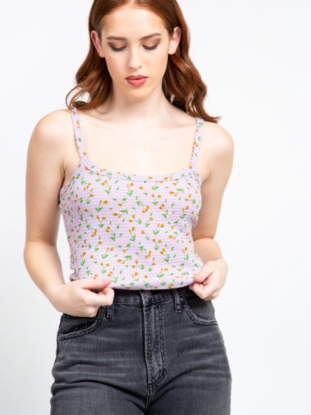 Free People One Of The Girls Brami Tank Crop Top Lilac Cherries